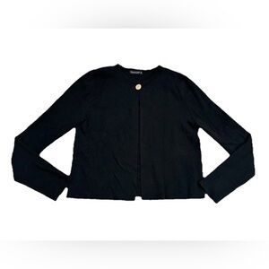 Emerson Lang Women's Black Cardigan Long Sleeve Gold Button Accent Size L